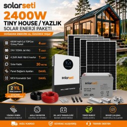 2400W Tiny House / Yazlık Solar Enerji Paketi - 24v 100Ah Jel Akü - 4.2Kw Akıllı Hibrit İnverter 2400W Tiny House / Yazlık Solar Enerji Paketi - 24v 100Ah Jel Akü - 4.2Kw Akıllı Hibrit İnverter